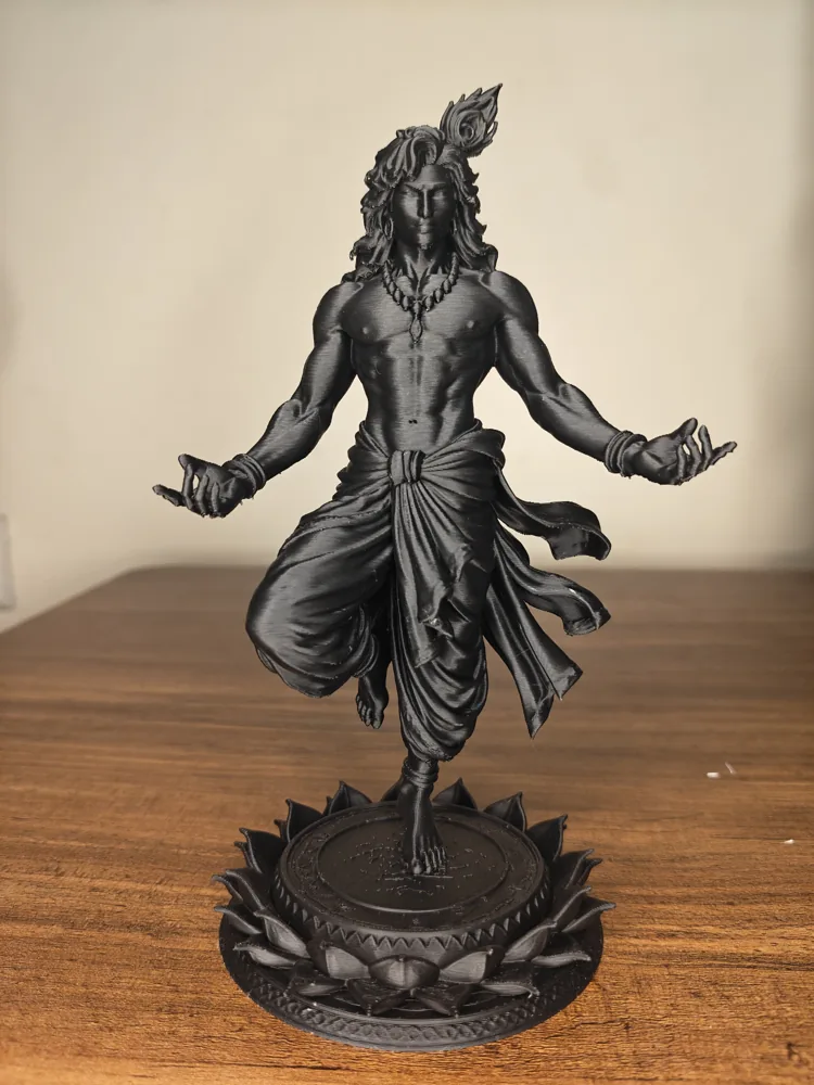 Original studio photograph of the Krishna sculpture and its pedestal