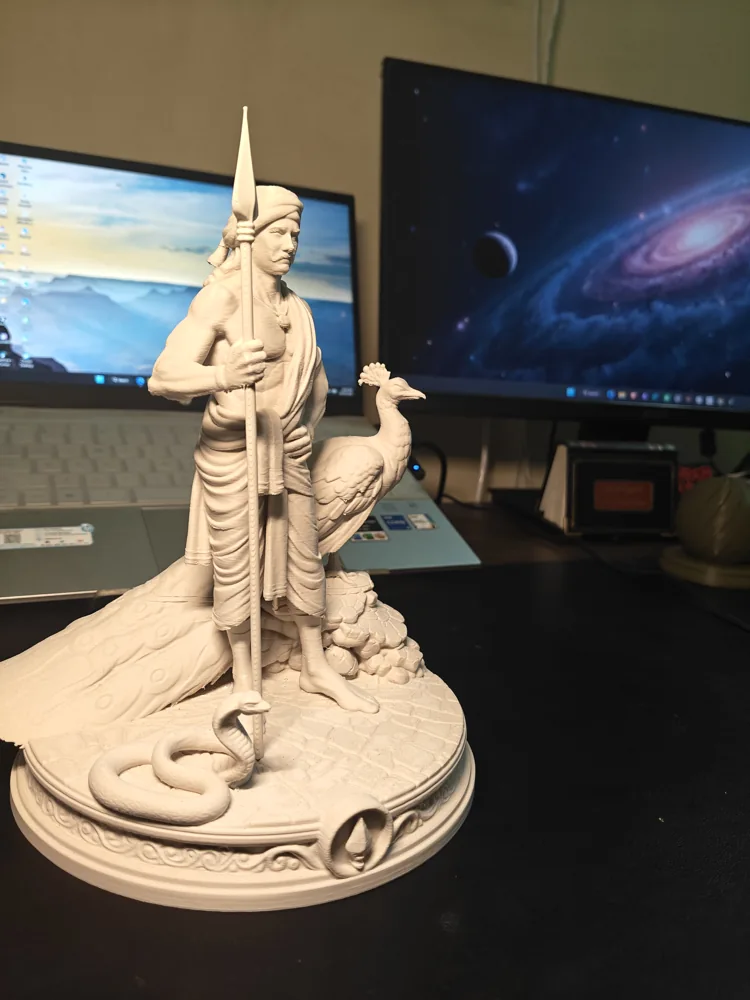 Original studio photograph of the Murugan sculpture in its workshop setting